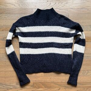Rails Ellise Cropped Striped Mock Neck Sweater Cashmere Silk Blend size small